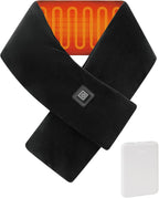 Heated Scarf Neck Heating Pad with 5000mAh Power Bank, Soft Velvet Heated Neck Wrap with 3 Heat Levels, Portable Cordless Neck Warmer for Men & Women Outdoor Winter Use – Black