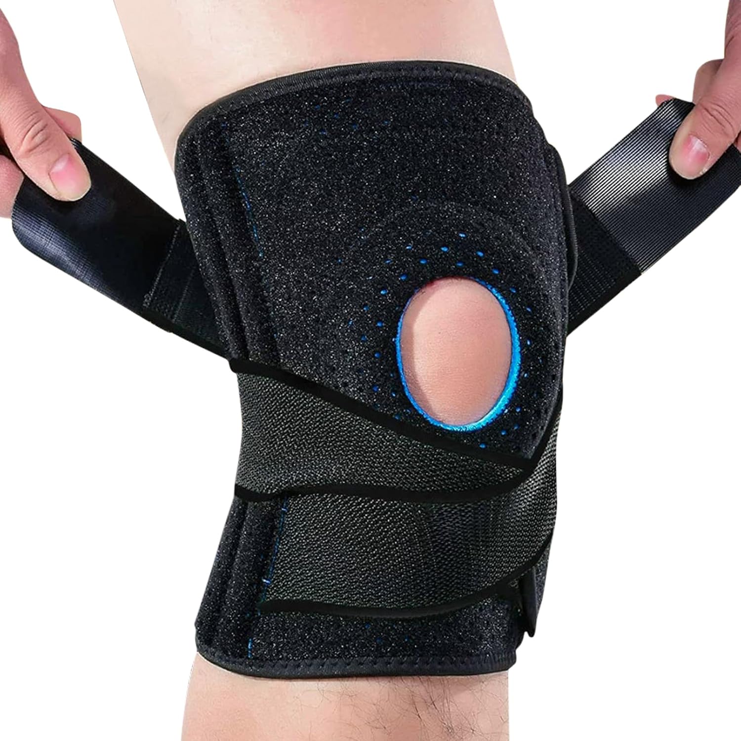 Luwint Plus Size Neoprene Knee Brace, Open Patella Stabilizer with Adjustable Straps Knee Pads Support for Arthritis, ACL, Relieves Pain, Basketball, Sports, 1 Piece