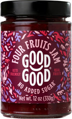 GOOD GOOD Four Fruits Jam - No Added Sugar - Low Calorie - Gluten Free and Vegan - Diabetic and Keto Friendly - 12oz / 330g (Pack of 1)