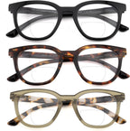HIYANJN 3 Pack Bifocal Reading Glasses for Women Fashion Black/Tortoise/Green Colorful Round Frame Readers With Spring Hinger