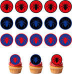 15pcs Edible Cupcake Toppers, 5cm/2 Inch Round Spider Happy Birthday Edible Cake Decoration Red Cartoon Spider Cakes Decor for Kids Boys Girls Birthday Theme Party (3 Design)