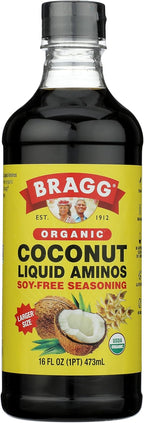Bragg Organic Coconut Aminos – 16oz, Soy-Free Alternative, Gluten-Free, Dark & Rich Flavor for Cooking – Vegan, No Salt Added, Packed with Amino Acids – Plant-Based Seasoning & Marinade