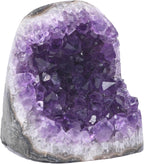 Premium Amethyst Geode Stone Crystal Cluster .5 - .75 Pound Geode - Each Piece is Unique & Natural - Raw Healing Crystal Rock from Uruguay - Deep Purple Decoration - FREE 3" Selenite Wand