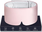LOVE EYE Dual Side Sleep Mask,Ice Silk Eye Sleeping Mask & Blindfold with Adjustable Strap,Warm and Cool Side Total Blackout Eye Covers for Women Men Sleep Travel Nap (Pink)