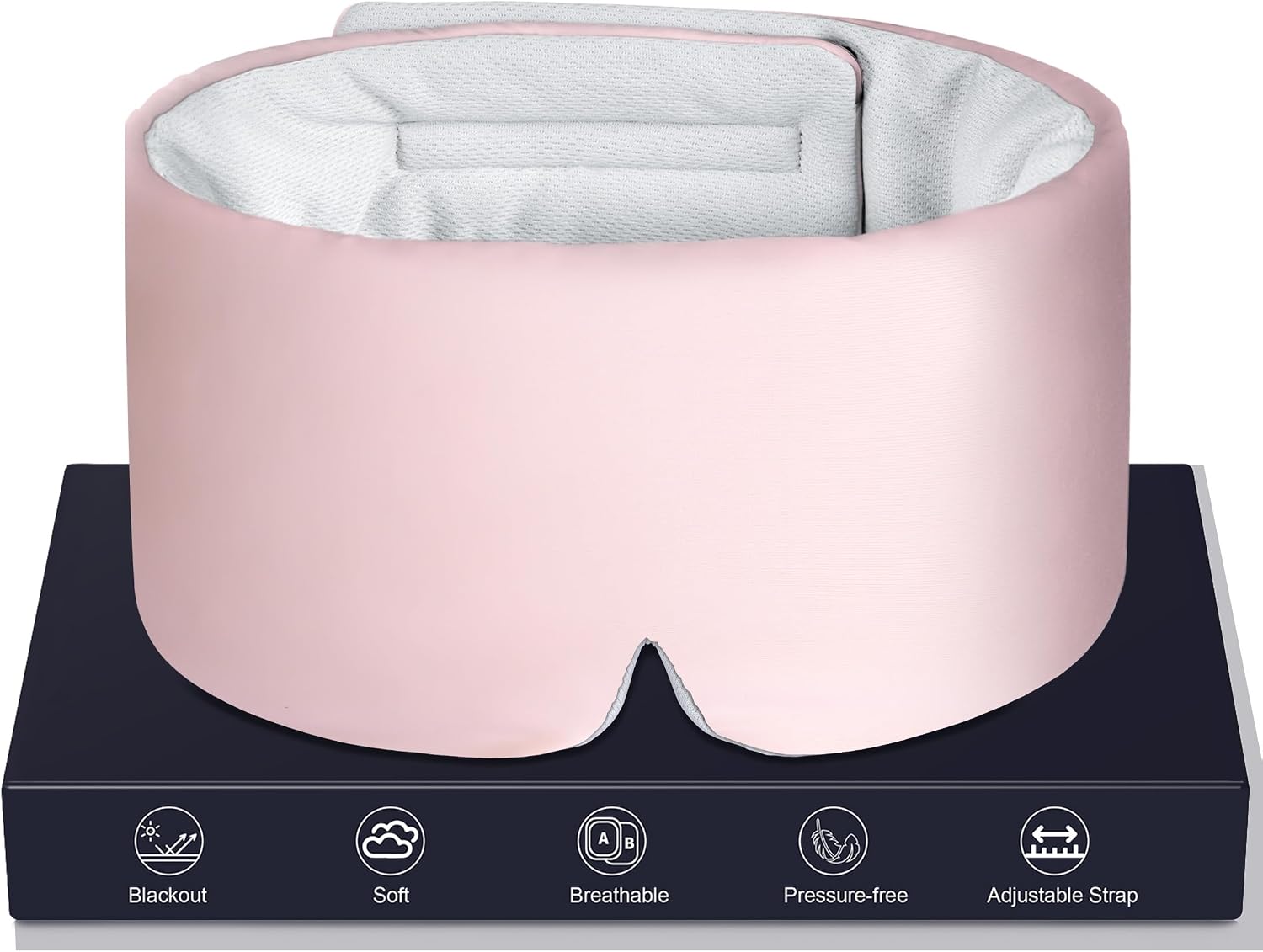 LOVE EYE Dual Side Sleep Mask,Ice Silk Eye Sleeping Mask & Blindfold with Adjustable Strap,Warm and Cool Side Total Blackout Eye Covers for Women Men Sleep Travel Nap (Pink)