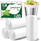 120 Counts 1.6 Gallon Small Trash Bags, Mini Garbage Bags, Fit 1.2-2 Gal, 4.5-8 Liter, Bathroom White Trash Can Bin Liners for Home Office Bathroom Bedroom