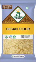 24 Mantra Organic Besan/Gram Flour/Besan Pindi - 100% Organic | Chemical Free & Pesticides Free | Uniform Particle Size | Unadulterated 1 LB
