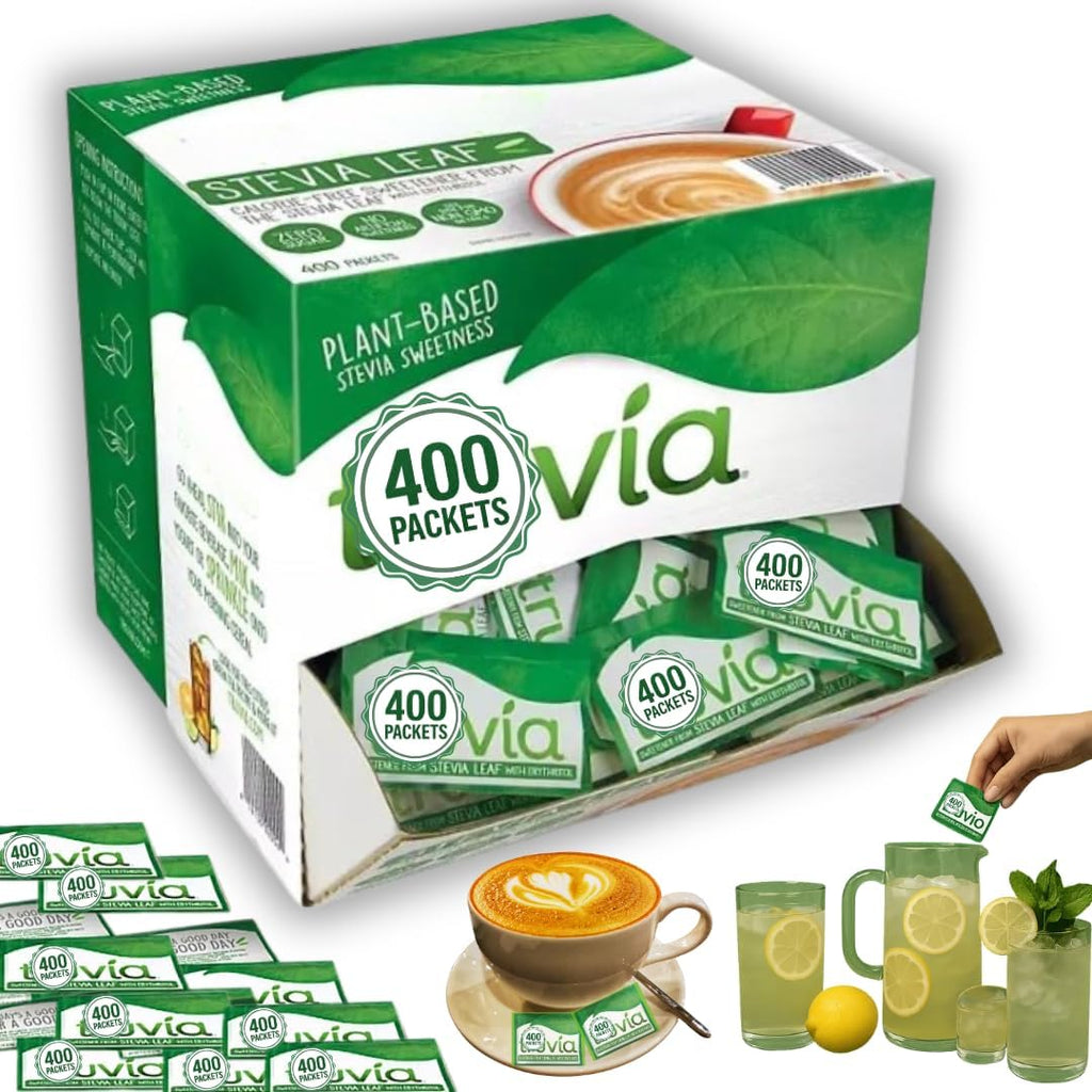 Truvias Natural Stevia Sweetener Packets – 400 Count – Zero Calorie Sugar Substitute, Plant-Based Sweetener, Keto Friendly, Original Flavor, Ideal for Coffee, Tea & Baking