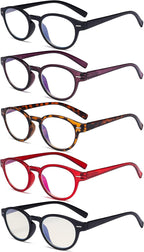 Eyekepper 4-Pack Retro Key Hole Oval Round Spring-Hinges Reading Glasses