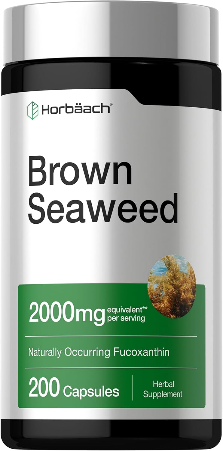 Horbäach Brown Seaweed Extract Capsules | 200 Pills | Fucoxanthin Supplement | Non-GMO, Gluten Free