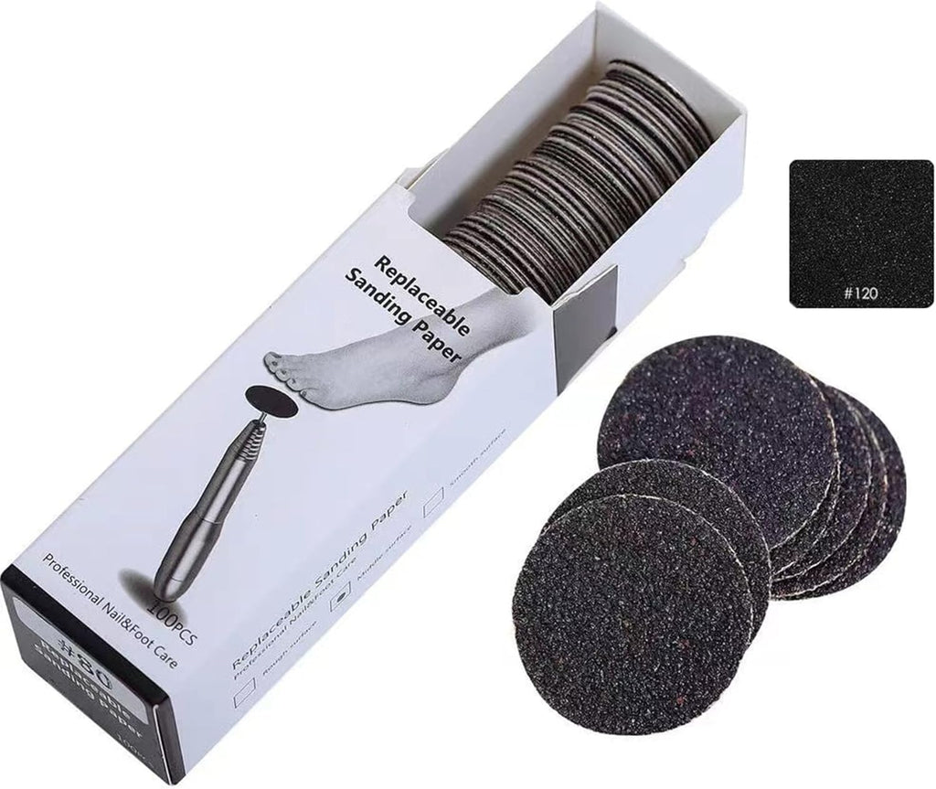 100 PCS Self-Adhesive Sandpaper Discs,Replacement Pedicure Sanding Paper Disc Pads for Electric Foot File Manicure Pedicure Callus Remover (#180 Grit)
