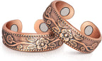 Lymphatic Drainage Therapeutic Magnetic Ring: Copper Rings with 3500 Gauss Magnets for Women Men Pain Relief, Magnetic Lymph Detox Ring 100% Solid Pure Copper Jewelry Gift (2PCS)