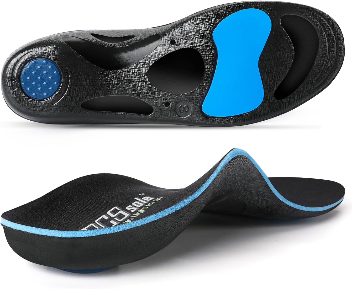 PCSsole Orthotic Insoles with High & Medium Arch Support - Comfort Gel Work Boot Insert for Flat Feet, Plantar Fasciitis, Running, Walking, Over Pronation for Men and Women