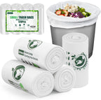 Small Trash Bags 1.2 Gallon, Biodegradable Gallon Waste Bag, Mini Compostable Strong Bathroom Wastebasket Can Liners Garbage Bags for Home Office Kitchen Fit 5 Liter 5L, 1 Gal, White 120 Pcs