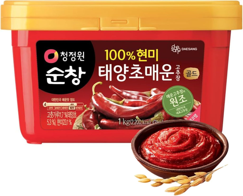 O’Food Gochujang – Korean Red Chili Paste [Hot | 2.2 lb (1kg) ] Spicy & Sweet Savory Fermented Sauce | Gluten-Free | No Corn Syrup | Great for Bibimbap, Marinades, Stews & BBQ