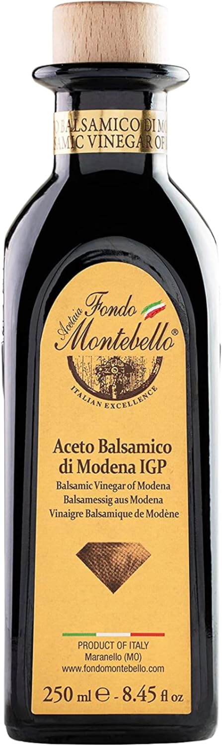 Balsamic Vinegar of Modena 8.45 fl.oz. (250ml), FONDO MONTEBELLO IGP-Certified, Dense and Delicious Balsamic Vinegar, Perfect for Salads, Meats and Desserts - Product from Italy