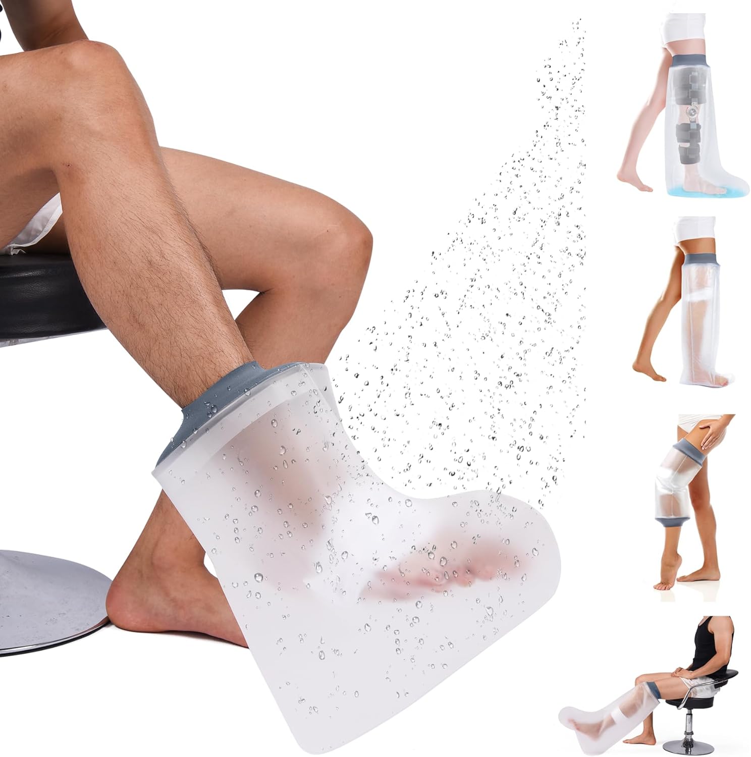COMFYTHERA Waterproof Cast Cover for Shower Ankle Wound Protector Bath Adult Watertight Cast Bag Showering for Surgery Foot, Ankle, Burns Reusable (A - 1 Foot)