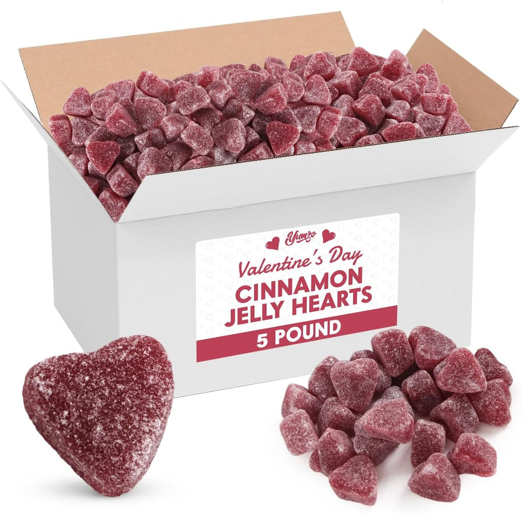 Valentine Gummy Cinnamon Jelly Hearts Candy, 5lb Pack of Valentine's Day Candy Bulk, Ideal Valentine’s Day Gummy Candy for Parties, Classroom Exchanges and Gift Bags, Perfect for Sharing with Loved Ones