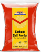 Rani Kashmiri Chilli Powder (Deggi Mirch, Low Heat) Ground Indian Spice 7oz (200g) ~ All Natural, Salt-Free | Vegan | No Colors | Gluten Friendly | NON-GMO | Kosher | Indian Origin