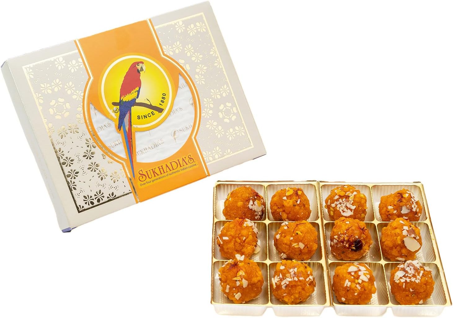 Sukhadia Sweets - Boondi Ladoo - 16oz box (12pc) - Indian Mithai Gift - Freshly made in USA