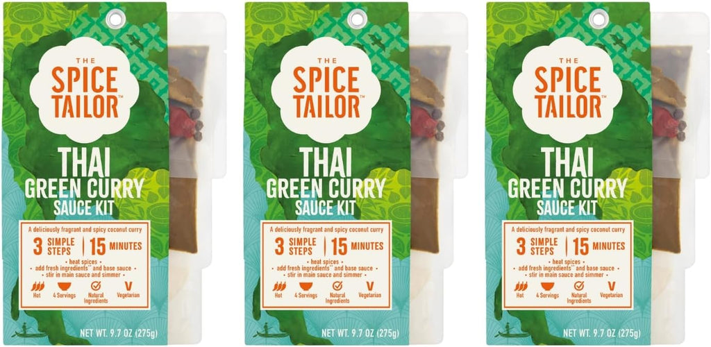 Spice Tailor 3 Simple Steps Restaurant Quality Meals in Minutes Kits Ready in 10 Minutes (3 Pack, Thai Green Curry)