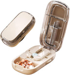 Pill Cutter for Cutting Multiple, 1/2 1/4 Pill Splitter for Large, Small and Tiny Pills, Portable Pills Cutter,Storage Organizer, Accurate Centering Alignment Device (White)