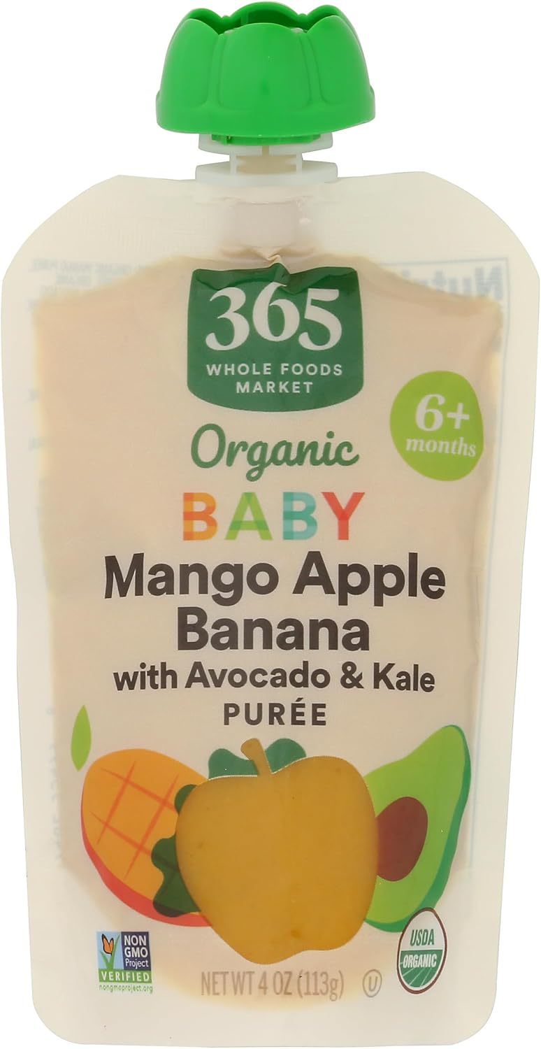 365 by Whole Foods Market Organic Mango Apple Banana Avo Kale Baby Food Sgl, 4 OZ