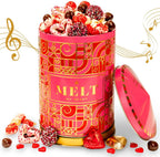 Gift Tin with Assorted Treats, Popcorn, Yogurt Heart Pretzels, Milk Chocolate Caramel Balls, Musical Present for Wife, Girlfriend, Romantic, Mom, Spouse, Plays La Vie En Rose- Bonnie and Pop