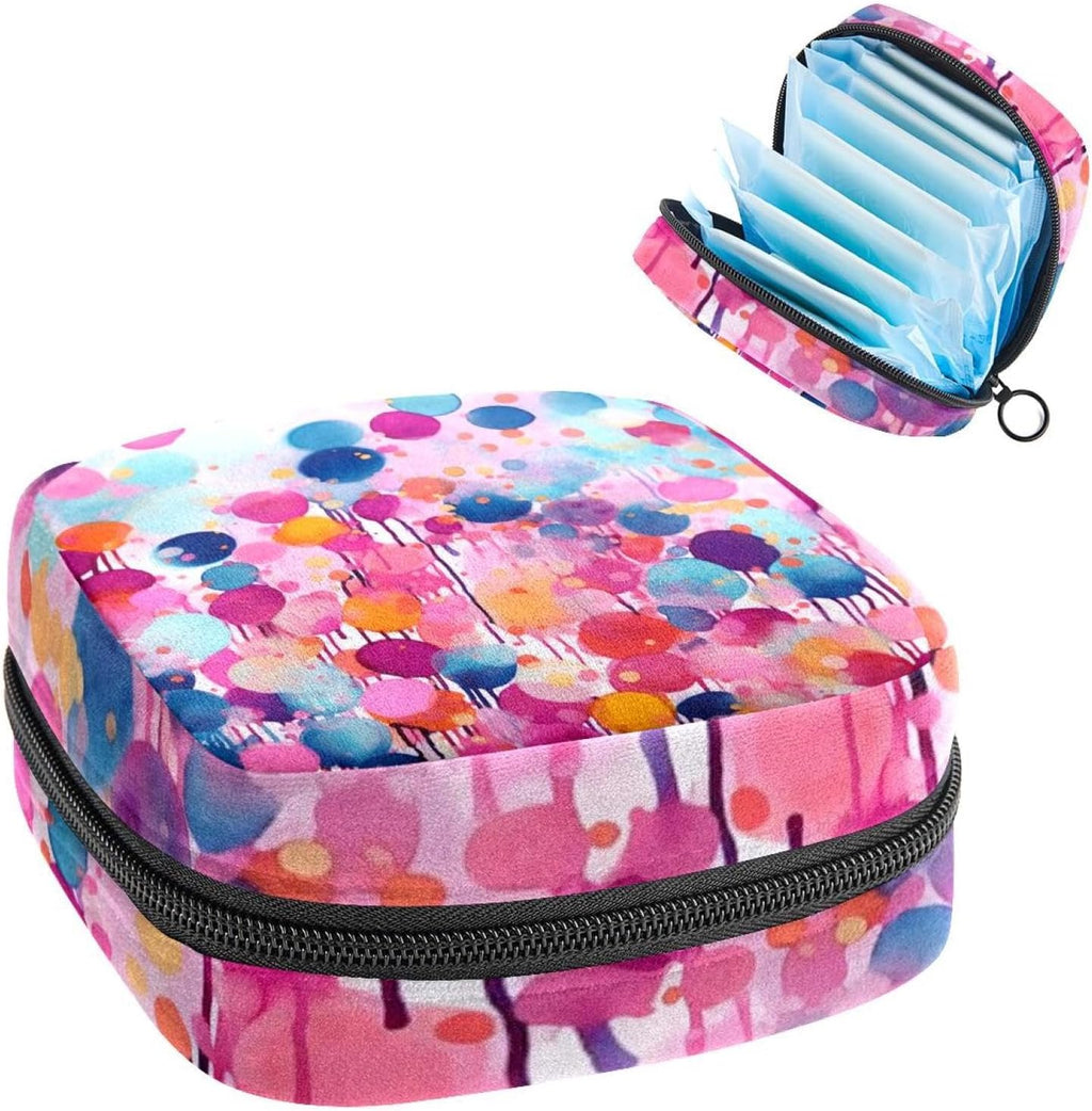 Sanitary Napkin Storage Bag,Period Bag,Watercolor Colorful Polka Dot,Sanitary Bags for Feminine Products