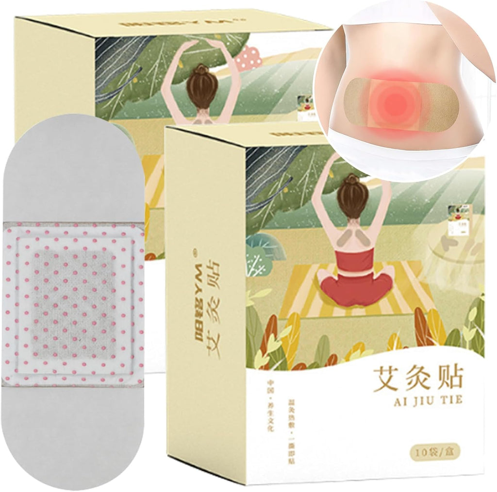 Large Moxibustion Patches Wormwood Moxa Heat Patches 23cm Length Natural Herbs Self-Heating Smokeless Wormwood Sticker Paste for Neck, Shoulder, Back, Waist, Hand, Feet Joint (20 Packs) 艾灸贴 艾草贴 暖宫贴