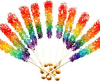 Rainbow Rock Candy - Colorful Rock Candy Sticks Individually Wrapped Extra Large (12 pieces - 22 grams per pop) Old Fashioned Crystal Candy for Candy Buffet - Birthday Party Favors - Wedding and Baby Showers