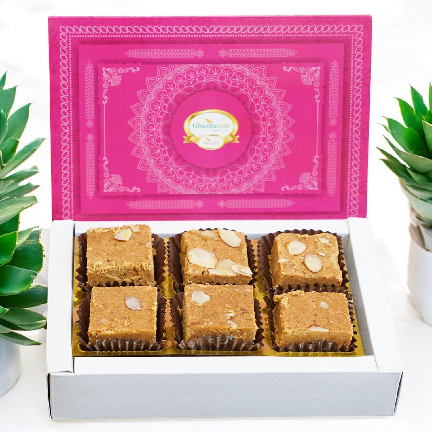 Ghasitaram Gifts Jaiccha Sugarfree Besan barfi 200 gms|Gift for Diwali,Holi,Valentine,Birthday,Anniversary,Gift for Her,Him,Mothers Day,Fathers Day|