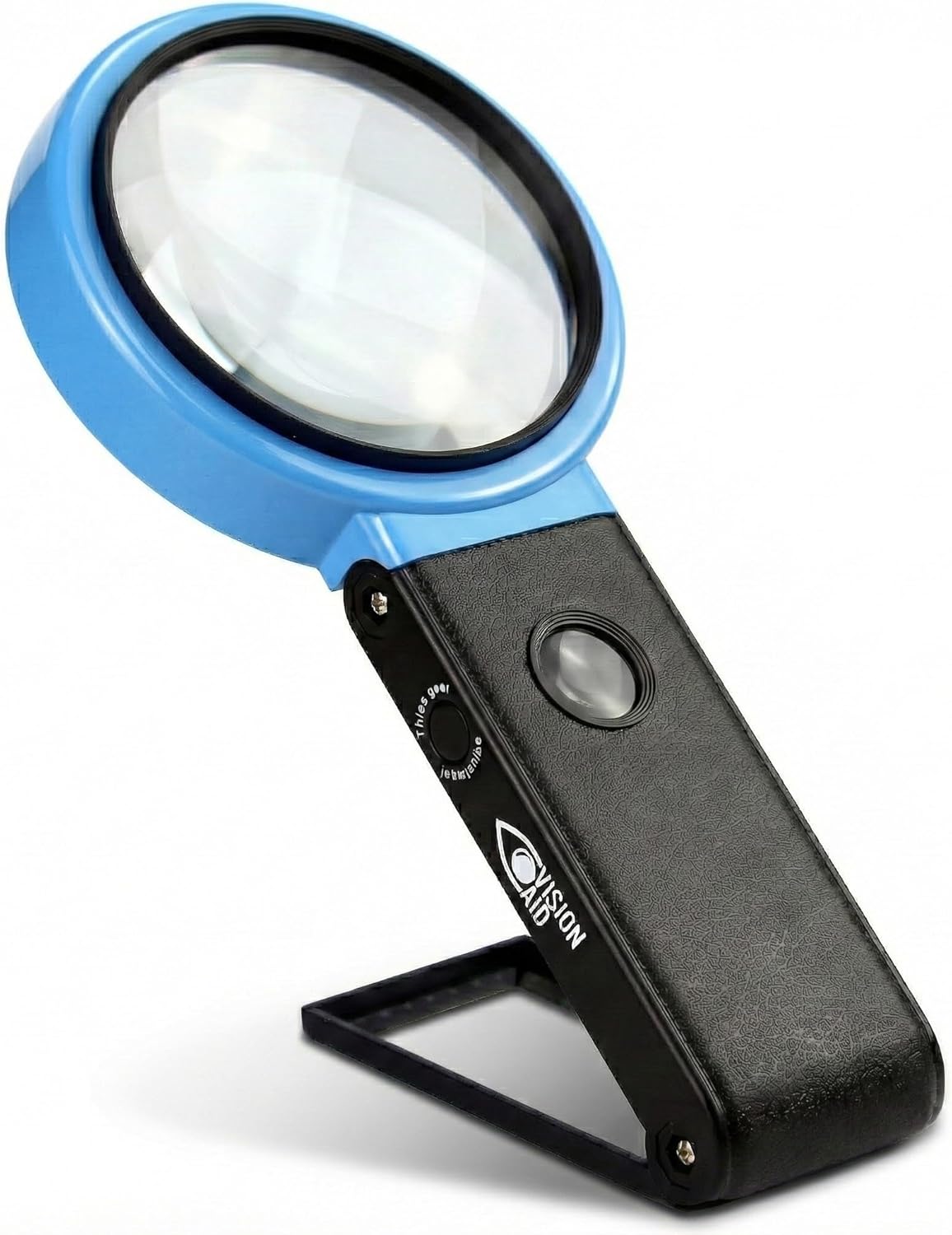 VisionAid Hands-Free Magnifying Glass with Stand, LED Lights, Loupe Handheld Illuminated Magnifier for Low Vision Seniors Reading