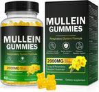 Mullein Gummies for Lungs, Mullein Extract for Smokers - Support Lung & Respiratory Health, Soothes Throat Irritation, Boost Immune - Mullein Leaf Extract for Lungs, Breathe Easier - 60pcs