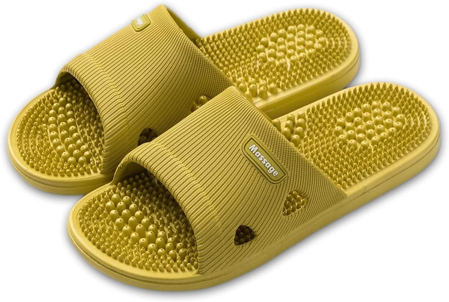 Acupressure Massage Slippers for Plantar Fasciitis for Women Acupuncture Slippers Arthritis Neuropathy Pain Relief Non-Slip Massage Sandals Womens Stress Relief Gifts for Bath (US Women 6.5-7, Yellow)