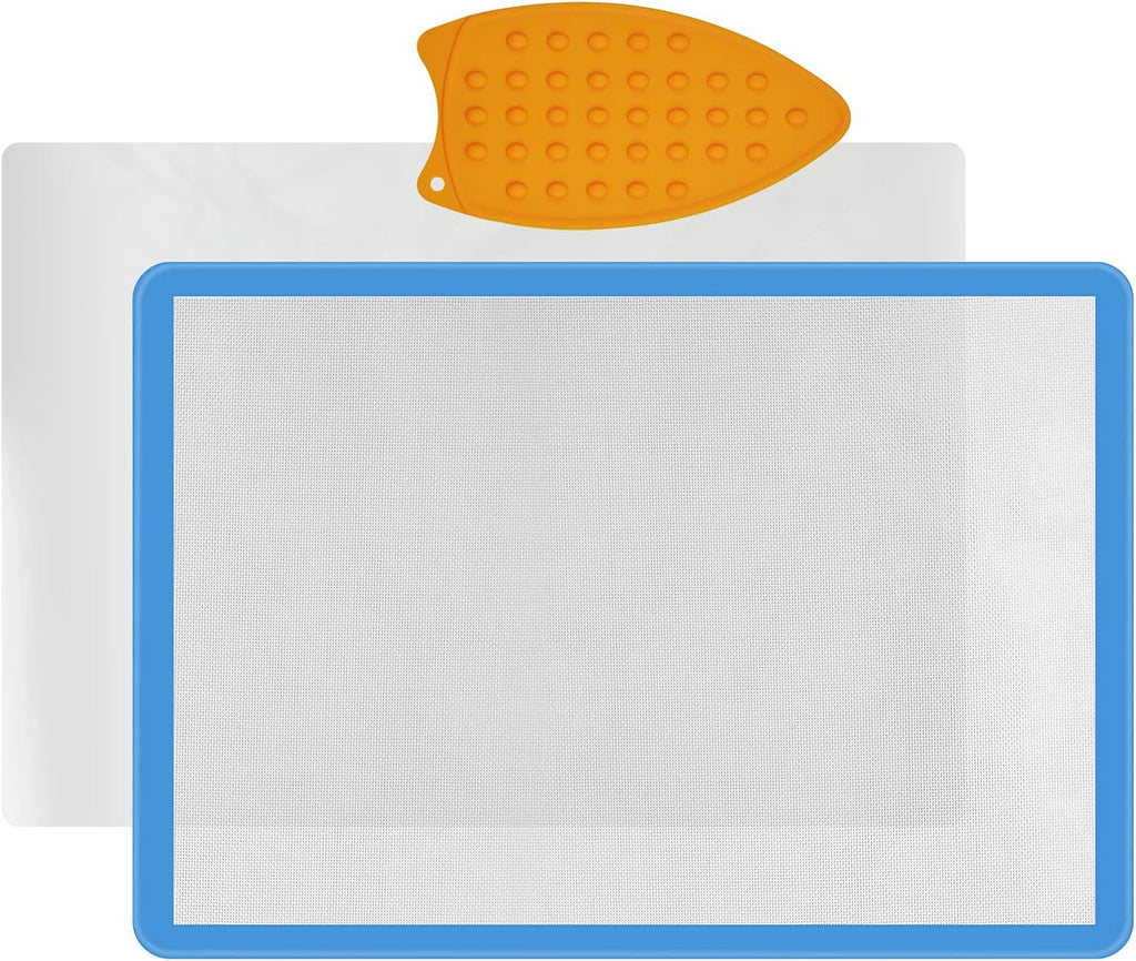 Applique Mat(14" x 18"), Silicone Fusing Mat for Applique and Arts Crafts Creation, Quilter Appli-Fuse Mat, Including Non-Stick Pressing Sheet for Heat Press and Silicone Iron Rest Pad (14"x18")