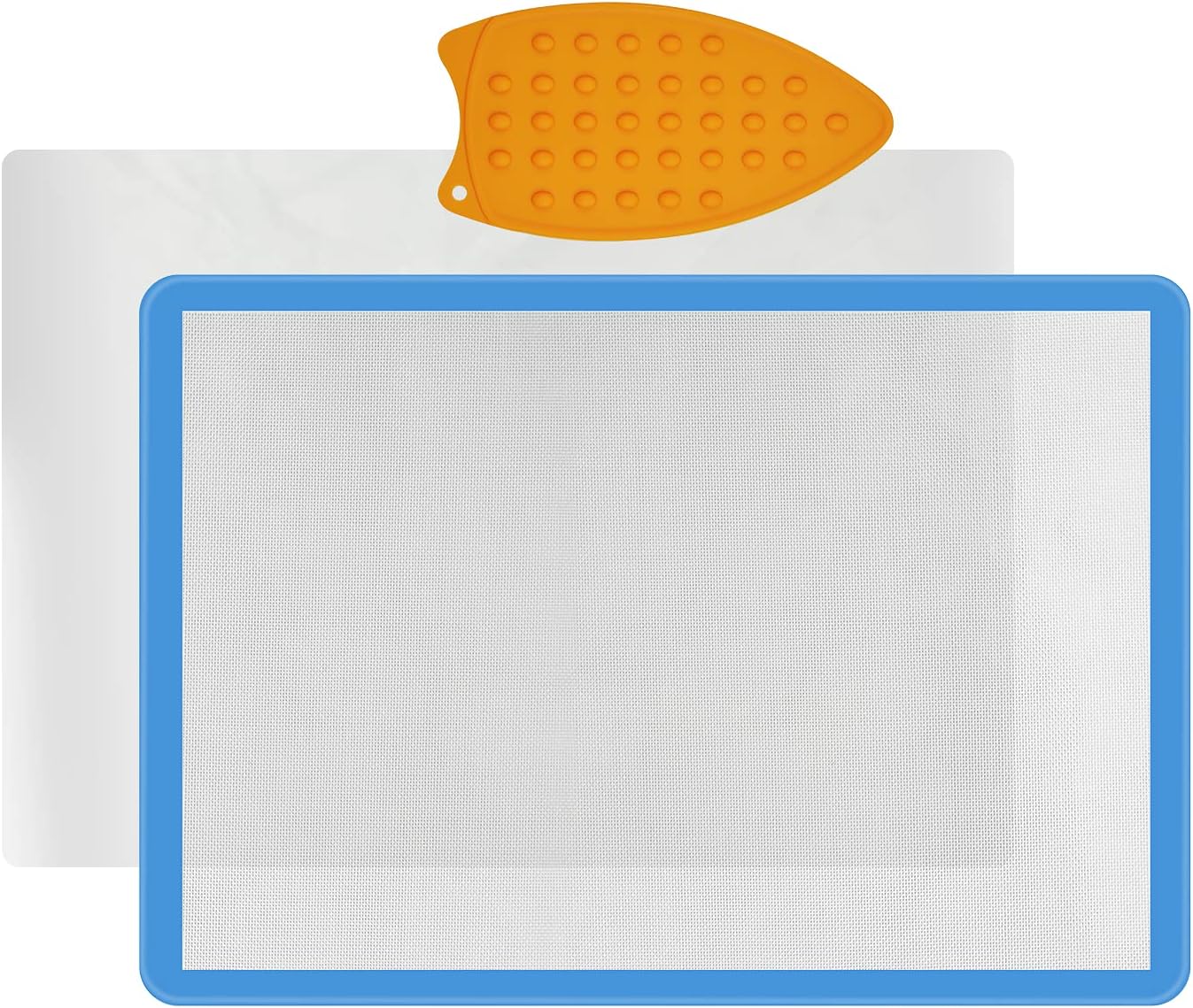 Applique Mat(14" x 18"), Silicone Fusing Mat for Applique and Arts Crafts Creation, Quilter Appli-Fuse Mat, Including Non-Stick Pressing Sheet for Heat Press and Silicone Iron Rest Pad (14"x18")