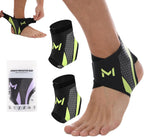 2Pcs-Pro Ankle Brace, Adjustable Stabilizer for Sprained Ankle Support, Breathable Low-Profile Brace to Prevent Rolling, Ideal for Basketball & Running (Green)