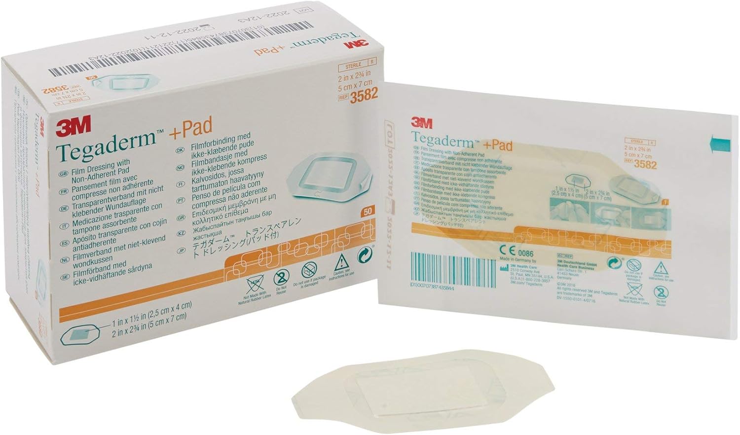 3M Tegaderm Transparent Film Dressing, 2" x 2.75", 50 Count, 1 Pack