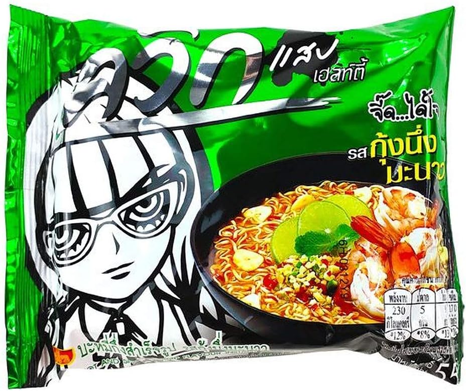 Wai Wai Hot and Spicy Shrimp Instant Noodles 1.9oz (55g), 15 Pack