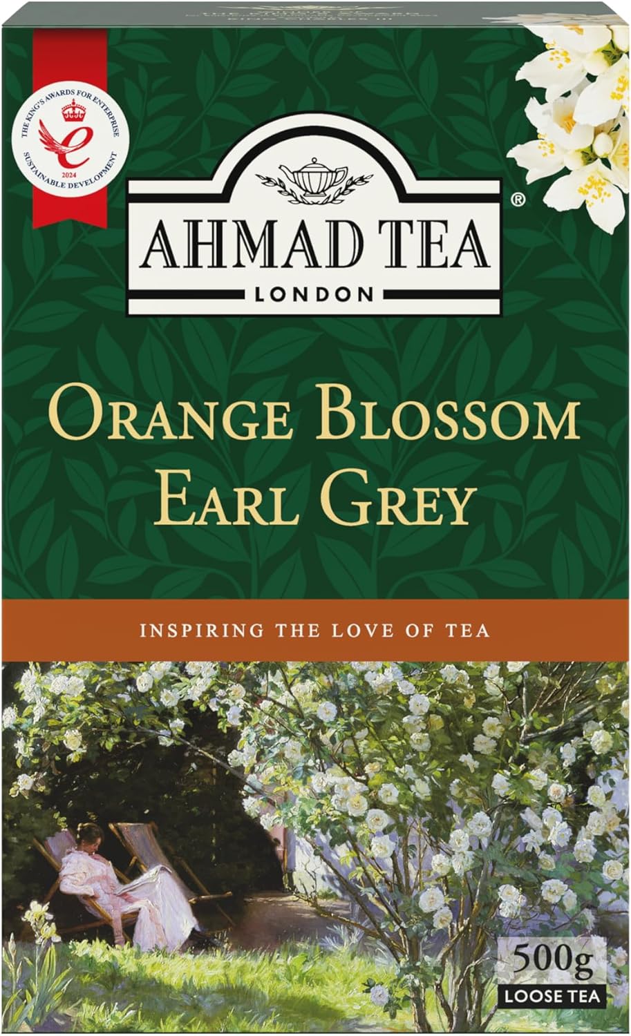 Ahmad Tea Orange Blossom with Earl Grey, Loose Leaf, 500 gram (17.6 ounces) box.