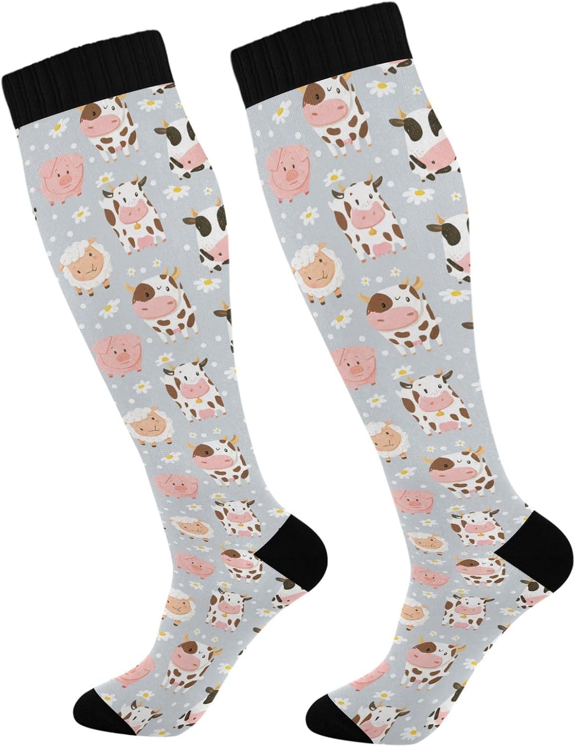Compression Socks for Women Men, Knee High Athletic Stockings, Running Cycling Sport Travel Nurse Support Socks
