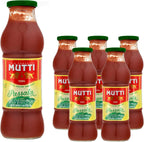 Mutti Tomato Puree with Basil (Passata con Basilico), 24.5 oz. | 6 Pack | Italy’s #1 Brand of Tomatoes | Fresh Taste | Vegan Friendly & Gluten Free | No Additives or Preservatives