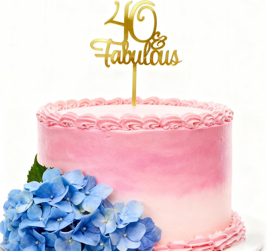 1Pcs Gold 40 & Fabulous Cake Toppers, Acrylic 40 and Fabulous Cake Toppers for Happy 40th Birthday Cheers to 40 40th Anniversary Party Cake Decorations Supplies
