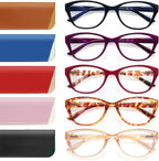 COJWIS 5 Pack Reading Glasses for Women Blue Light Blocking Computer Readers with Spring Hinge Anti Eye Strain Eyewear