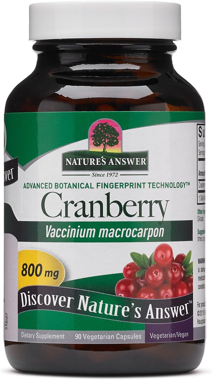Nature's Answer Cranberry Fruit | Dietary Supplement | Supports Urinary Tract and Immune Systems | Vegetarian, Kosher Certified & Vegan | 90 Capsules | Single Count