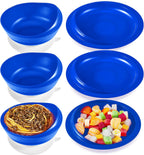 Hushee 3 Sets Adaptive Spill Proof Scoop Bowl and Plate Set with Suction Base Non Skid Self Feed Suction Dinnerware for Elderly Disabled Handicapped from Parkinsons Tremor (Blue)