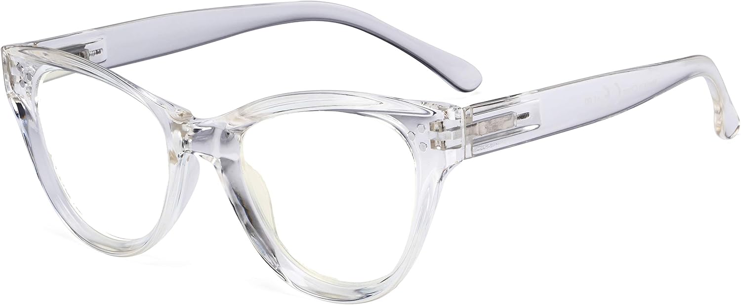 Eyekepper Cateye Design Reading Glasses Oversized Readers for Women Reading - Transparent Frame +1.75