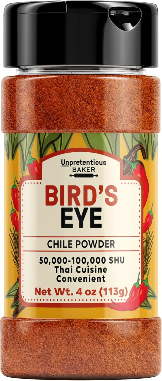 Unpretentious Bird's Eye Chile Pepper Powder, Thai Chile, 50,000-100,000 SHU, Southeast Asian Cuisine (4 Ounce)