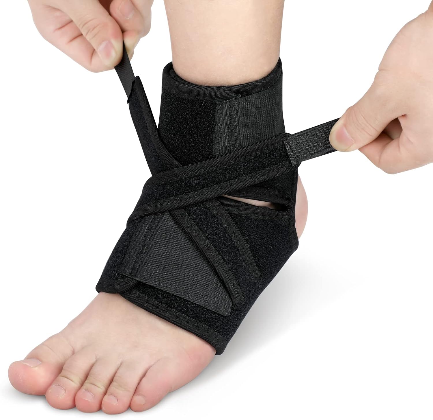 Ankle Support Brace, Adjustable Compression Foot Drop Ankle Brace, Breathable Neoprene Sprain Plantar Fasciitis Foot Wrap Sleeve, Tendon Heel Bandage for Sports, Arthritis,
